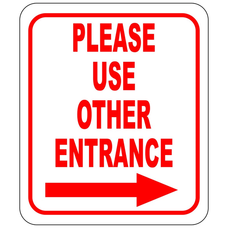 Work House Signs Please Use Other Entrance Right Arrow Aluminum Composite Outdoor Sign 8.5" x 10" â€“ For Employees, Visitors, or Deliveries â€“ Durable, Easy Installation - Image 1